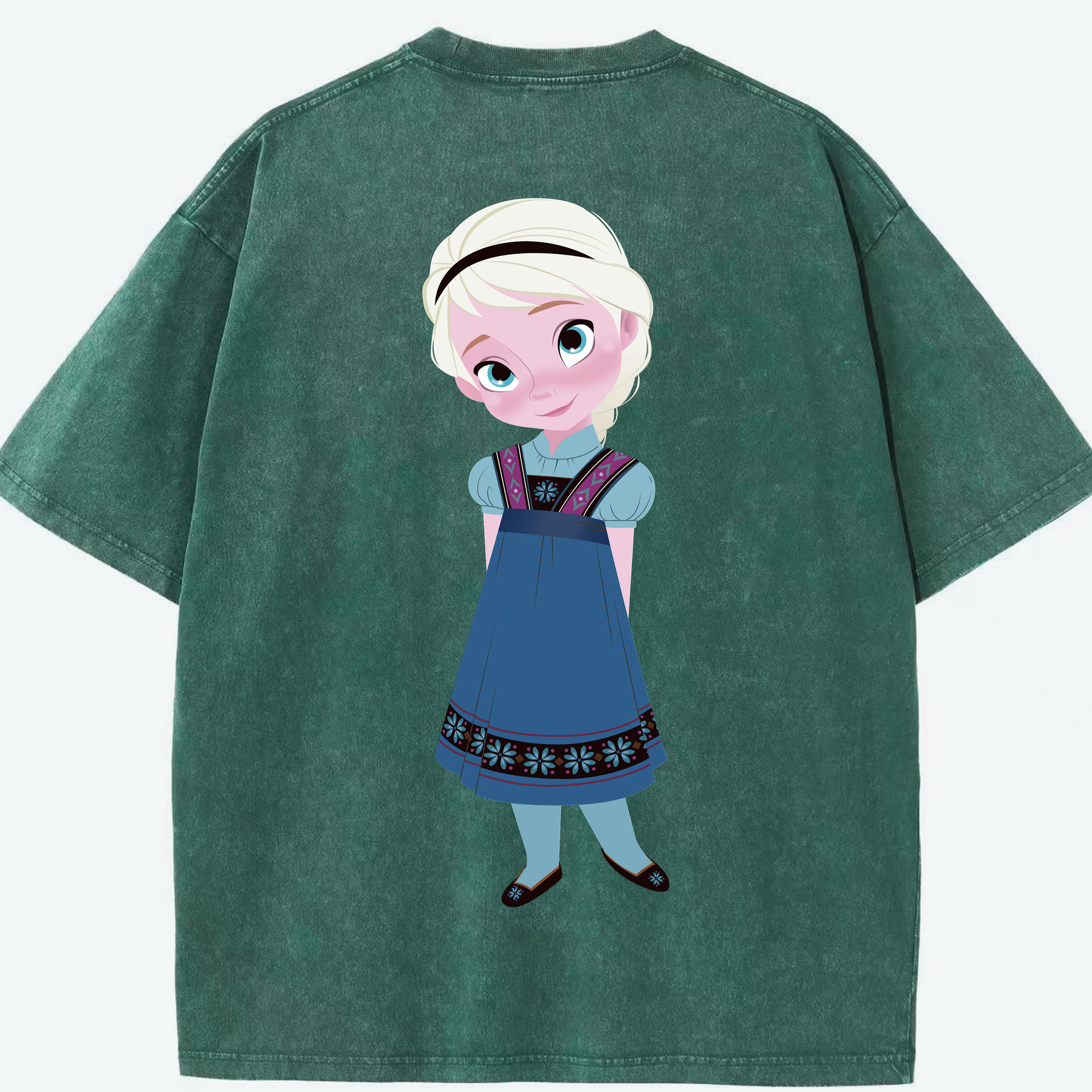 （画像用） アナと雪の女王 アンナ エルサ Frozen Anna Elsa 綿100% ヴィンテージ風 半袖Tシャツ（背面プリント）